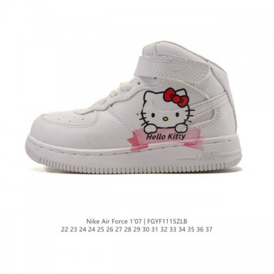 童鞋 耐克 Nike Air Force 1 ‘07 空军一号 小白鞋 Af1 中帮魔术贴百搭休闲运动板鞋。Nike Air Force 1 '07 Mid 空