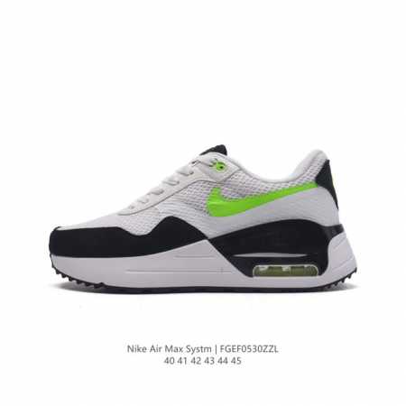 耐克nike Air Max Systm经典复古小气垫缓震跑鞋厚底增高男鞋 。鞋面由皮革和织物打造，犀利的条线打造出酷劲十足的视觉效果 网布鞋面增强透气性，穿着 - 点击图像关闭