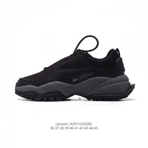 公司级 Lacoste 时尚户外休闲潮流系列运动鞋 厚底增高老爹鞋 广东大厂品质全新工艺升级 品质毋庸置疑 全新原厂包装鞋盒 透气网面鞋面，搭配防臭防腐真皮乳胶