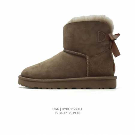 公司级 Ugg雪地靴 高帮筒靴 时尚舒适女鞋厚底增高长筒靴 后跟绑带俏皮可爱的百变造型， 美国轻奢品牌ugg 平底系列冬季 雪地休闲保暖毛毛雪地靴。官方同步包装 - 点击图像关闭