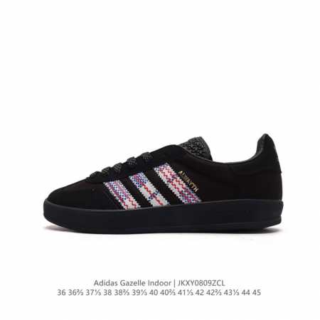 阿迪达斯 Adidas Originals Gazelle Indoor 复古三叶草防滑透明橡胶板鞋经典运动鞋。这款经典鞋,忠于原版设计,缀撞色三条纹和鞋跟饰片 - 点击图像关闭