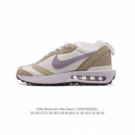 耐克 Nike Air Max Dawn 黎明系列 低帮气垫百搭休闲运动慢跑鞋，从配色上彰显出浓厚的复古气质。最大的亮点当属鞋型设计上加入结构元素，汲取1984 - 点击图像关闭