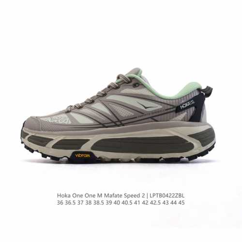 公司级 玛法特二代 Hoka One One Mafate Speed 2 Low 轻量低帮户外越野跑鞋 户外山脉越野轻量运动跑鞋。鞋面用轻的无缝架构，鞋带用了