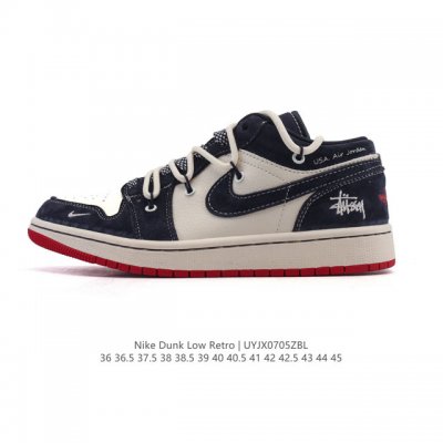 真标 耐克 乔丹Air Jordan 1 Low Aj1 乔1 乔丹1代Aj1 低帮复古文化休闲运动篮球鞋 解构绑带 双鞋带。从1985 年面世的元年款汲取设计