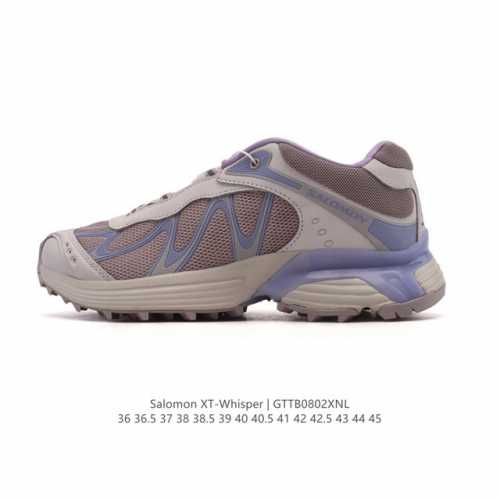 公司级 萨洛蒙 Salomon Xt-Whisper联名银粉色潮流休闲复古跑步鞋 颜值与实力并存的休闲运动鞋。这款鞋的鞋面采用透气网眼材质，保证了良好的透气性，