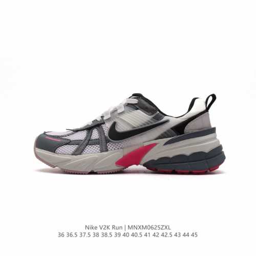 Nike 耐克 V2K Run 减震防滑 复古低帮跑步鞋 超火复古跑鞋，采用太空革组合呼吸网眼布鞋面材质，搭载正确4层组合底模，嵌入TPU加固稳定模块,双层MD