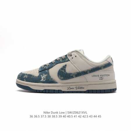 耐克 Nike Dunk Low Retro 运动鞋复古板鞋 ，路易威登联名 作为 80 年代经典篮球鞋款，起初专为硬木球场打造，后来成为席卷街头的时尚标杆，现 - 点击图像关闭