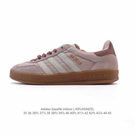 阿迪达斯 Adidas Originals Gazelle Indoor复古三叶草防滑透明橡胶板鞋经典运动鞋。这款经典鞋,忠于原版设计,缀撞色三条纹和鞋跟饰片。 - 点击图像关闭