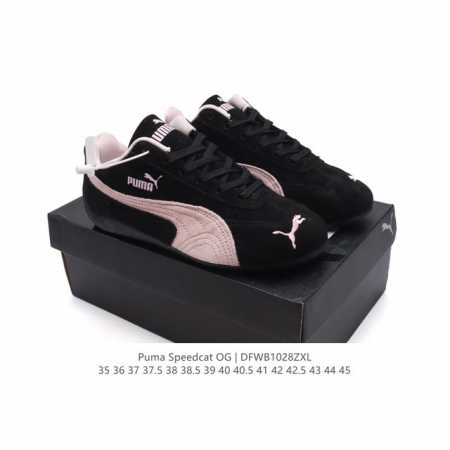 PUMA Speedca OG 彪马极速赛车系列低帮德训风拼接复古百搭休闲运动赛车鞋 鞋款从80、90年代赛车手所穿的防火赛车鞋为原型，鞋身线条模仿了赛车的流线 - 点击图像关闭