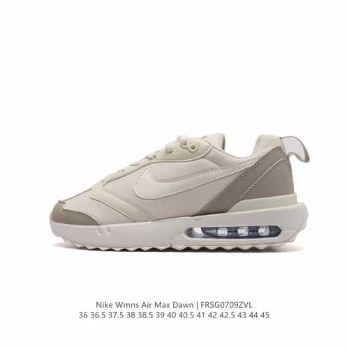 公司级 耐克 Nike Air Max Dawn 黎明系列 低帮气垫百搭休闲运动慢跑鞋。从配色上彰显出浓厚的复古气质。最大的亮点当属鞋型设计上加入结构元素，汲取