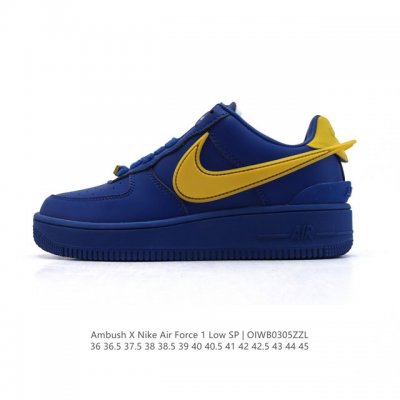 耐克 空军一号 Af1 低帮休闲板鞋 Ambush X Nk Air Force 7 Low Sp 空军一号联名标志性的Swoosh延伸至鞋跟之外，鞋舌和鞋垫上