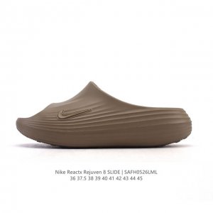 新品 耐克 Nike Reactx Rejuven8 Slide 沙滩拖鞋 露趾拖鞋 一体成型 一脚蹬 厚底增高休闲柔软回弹耐磨踩屎感透气凉拖鞋 25夏季新款轻