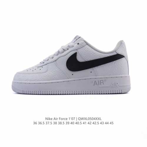 公司级 耐克 Nike Air Force 1 '07 Low 空军一号含气垫 小白鞋 路易威登联名 2025年 蛇年新款 低帮百搭厚底增高休闲运动板鞋。柔软、