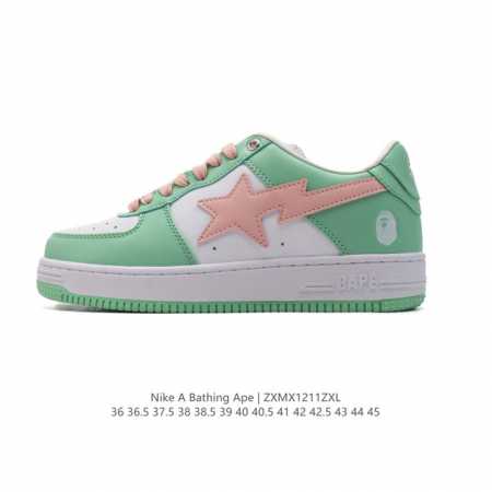 A Bathing Ape 安逸猿 男女同款运动鞋复古板鞋 升级原楦原纸版数据开发，采用超软皮革鞋面材质，内置全掌air Sole气垫定制联乘，日本里原宿潮流品 - 点击图像关闭