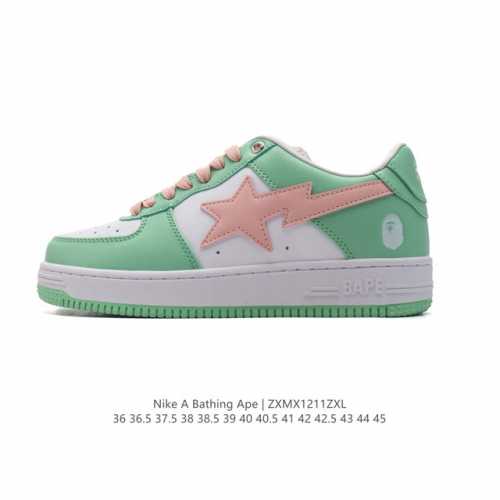 A Bathing Ape 安逸猿 男女同款运动鞋复古板鞋 升级原楦原纸版数据开发，采用超软皮革鞋面材质，内置全掌air Sole气垫定制联乘，日本里原宿潮流品