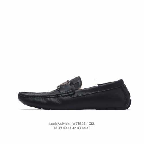 公司级 路易威登 Lv Louis Vuitton 2024年 老花 牛皮 新款男士休闲皮鞋真皮一脚蹬潮流男鞋夏季软面豆豆鞋宝马驾车鞋 尺码：38-45 编码：