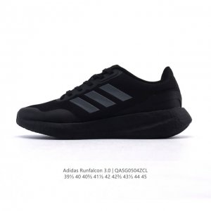 真爆 Adidas阿迪达斯 Runfalcon 3.0系列 爆米花 跑步鞋新款排汗减震防滑耐磨跑鞋。Adidas阿迪达斯男子跑步系列Runfalcon3.0跑步