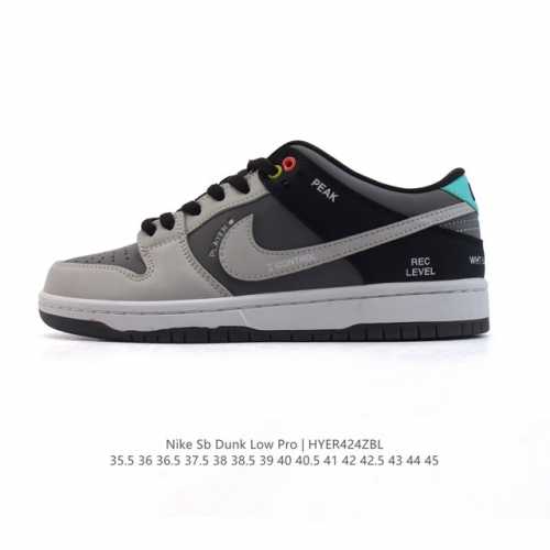 真标 耐克 Nike Sb Dunk Low pro 男女同款运动鞋复古板鞋。采用柔软皮革鞋面，经久耐穿，塑就如元年款 Dunk 般的复古质感。鞋头透气孔，搭配