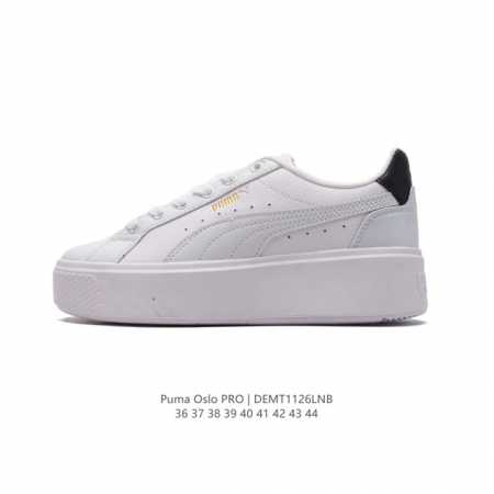 特价 Puma 彪马 Osl 2024年新款厚底增高运动休闲板鞋 复古经典板鞋时尚小白鞋。原楦原纸版开发，采用头层牛培皮革鞋面材质，5.0Cm厘米外增厚高效果橡 - 点击图像关闭