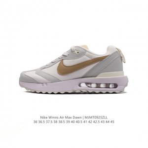 耐克 Nike Air Max Dawn 黎明系列 低帮气垫百搭休闲运动慢跑鞋，从配色上彰显出浓厚的复古气质。最大的亮点当属鞋型设计上加入结构元素，汲取1984