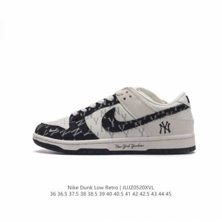 耐克 Nike Dunk Low Retro 运动鞋复古解构绑带板鞋 双鞋带 Mlb联名。作为 80 年代经典篮球鞋款，起初专为硬木球场打造，后来成为席卷街头的 - 点击图像关闭