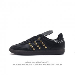 阿迪达斯 Adidas Samba新款 德训鞋 时尚休闲运动板鞋- Wales Bonner 的 Adidas Samba “Studded”亮相，Adidas
