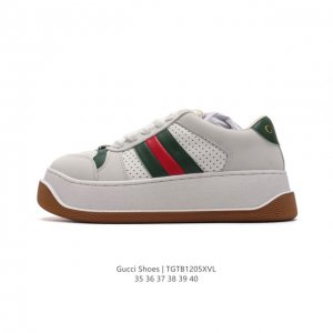 公司级 Gucci 古驰 百搭休闲运动板鞋。明星同款 小红书爆款老花 小白鞋 厚底增高女士运动鞋 真标 2024Ss新色，经典高奢品牌gucci古驰 复古松糕跟