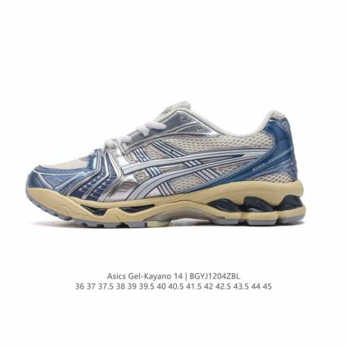 公司级 亚瑟士 Asics Gel-Kayano 14 公司级版本运动休闲透气专业缓震慢跑鞋。采用工程弹性双层再生网格密度鞋面材质，后跟3D可视gel缓震乳胶物