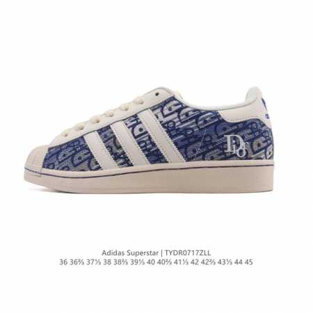 阿迪达斯 Adidas Superstar 2025年新款鞋子 蛇年新款 迪奥联名 经典贝壳头系列 新款休闲板鞋潮流男女士运动鞋 。鞋面织物拼接材质 标志性的贝 - 点击图像关闭