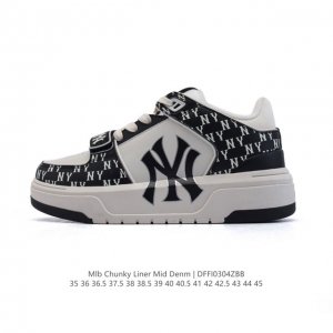200 【公司级】Mlb Chunky Liner Mid人气单品学长鞋系列轻量增高厚底百搭休闲运动板鞋轻便胶鞋 高级街头休閒品牌鞋。Mlb Chunky Li