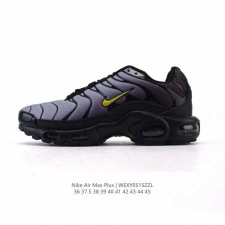 nike 耐克 男女子休闲鞋气垫缓震跑步鞋 Air Max Plus 运动鞋 造型超讨喜！鞋面以帆布和织物材质包裹，保证了轻薄透气，更适合夏季穿着。鞋侧 鱼骨 - 点击图像关闭