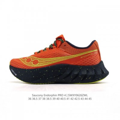 新品公司级 Saucony索康尼Endorphinpro啡鹏4陆地速鲨竞速碳板运动训练跑鞋 舒适百搭 网布减震透气支撑 低帮 碳板跑步鞋Saucony索康尼En