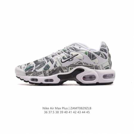 Nike 耐克 男女子休闲鞋气垫缓震跑步鞋 Air Max Plus 运动鞋 造型超讨喜！鞋面以帆布和织物材质包裹，保证了轻薄透气，更适合夏季穿着。鞋侧 鱼骨 - 点击图像关闭