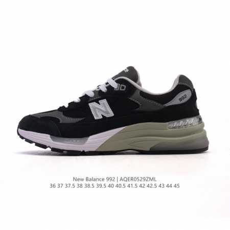 公司级 新百伦New Balance 992 复古风格简约经典舒适百搭时尚休闲鞋缓震透气跑步鞋。鞋面采用猪皮革与织物相结合，尼龙网布在拼接工序上极为繁复，彰显质 - 点击图像关闭
