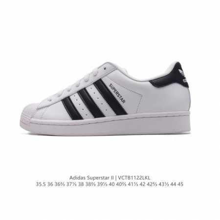 阿迪达斯 Adidas Superstar 三叶草经典贝壳头系列 新款休闲板鞋潮流男女士运动鞋 。鞋面柔软皮革材质 标志性的贝壳鞋头，锯齿三条纹，简约的线条。就 - 点击图像关闭