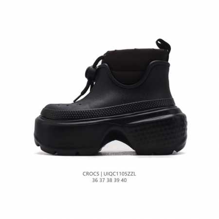 CROCS 卡骆驰 厚底 高跟 圆头 时装靴 抽拉绳 高帮靴子，穿搭博主、时髦精、明星们都喜欢的crocs鞋。这双 Crocs 又要火！网友：侃爷同款巴黎世家平 - 点击图像关闭