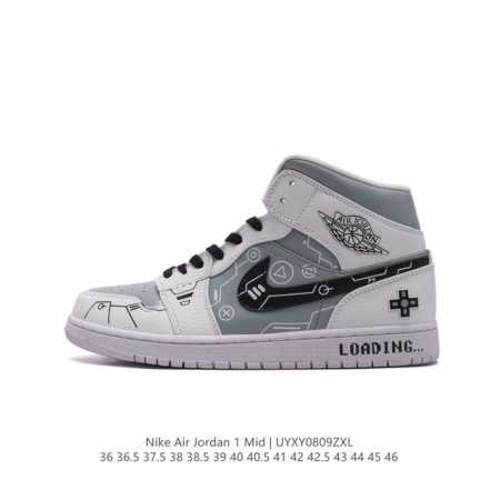 特价头层皮 耐克 Nike Air Jordan 1 Mid 男女子篮球鞋时尚轻盈板鞋aj1乔1运动鞋 乔丹一代 高帮复古休闲篮球鞋 。Air Jordan 1 - 点击图像关闭