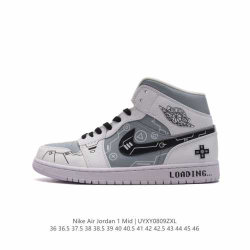 特价头层皮 耐克 Nike Air Jordan 1 Mid 男女子篮球鞋时尚轻盈板鞋aj1乔1运动鞋 乔丹一代 高帮复古休闲篮球鞋 。Air Jordan 1