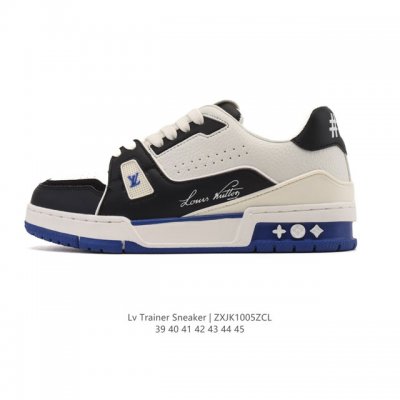 公司级 路易威登 Louis Vuitton Lv路易威登板鞋 时尚运动鞋潮厚底增高男鞋。舒适防滑底和百搭性霸屏整个时尚娱乐圈，细节调整完美主义！采用柔软皮革拼