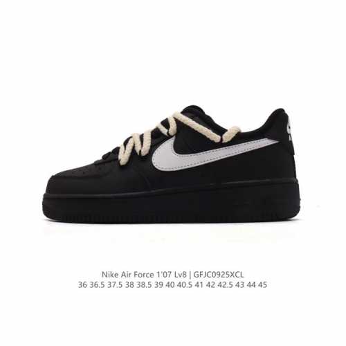 公司级 新款 Af1耐克 Nike Air Force 1 ‘07 Low 空军一号 解构绑带 双鞋带 气垫厚底增高百搭运动板鞋 原楦头原纸板 打造纯正空军版型