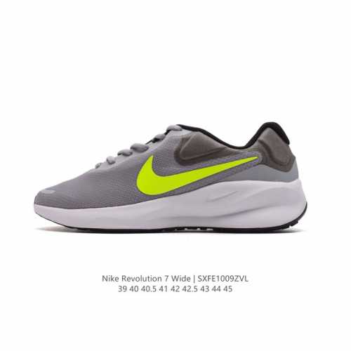 公司级 耐克 Nike Revolution 7 Wide 男子公路跑步鞋 宽版 厚底增高老爹鞋透气网面运动鞋。采用柔软缓震设计，具有出色支撑力，为你开启跑步新