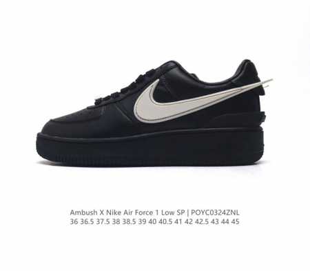 耐克 空军一号 Af1 低帮休闲板鞋 Ambush X Nk Air Force 7 Low Sp 空军一号联名标志性的swoosh延伸至鞋跟之外 鞋舌和鞋垫上 - 点击图像关闭