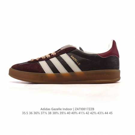 阿迪达斯 Adidas Originals Gazelle Indoor复古三叶草防滑透明橡胶板鞋经典运动鞋。这款经典鞋,忠于原版设计,缀撞色三条纹和鞋跟饰片。 - 点击图像关闭