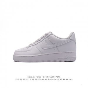 公司级 头层皮 耐克 Nike Air Force 1 '07 Low 空军一号含气垫 低帮百搭厚底增高休闲运动板鞋。柔软、弹性十足的缓震性能和出色的中底设计，