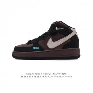 耐克 Nike Air Force 1 ‘07 High 空军一号 Af1 高帮魔术贴百搭休闲厚底增高运动板鞋时尚男女鞋，柔软、弹性十足的缓震性能和出色的中底设