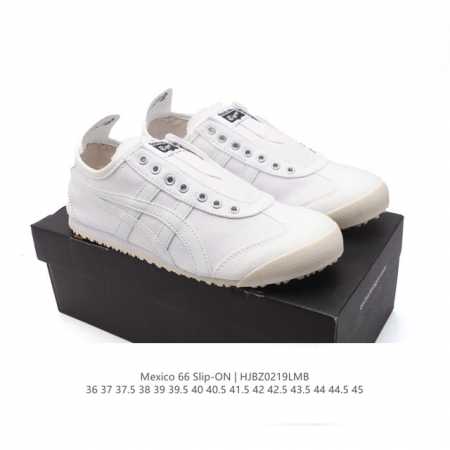 真标 亚瑟士 Onitsuka Tiger Mexico 66 Slip On 鬼冢虎复古时尚 舒适透气帆布鞋面耐磨防滑 休闲运动跑步鞋 虎底采用磨耐防橡滑胶底 - 点击图像关闭