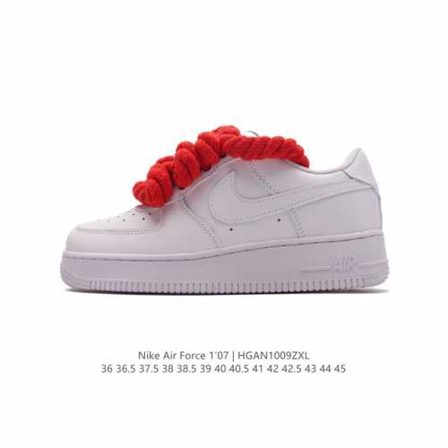 耐克 Nike Air Force 1 '07 空军一号 粗麻花鞋带 搭配靓丽色彩宽边鞋带 解构绑带 Af1 男女子运动鞋复古篮球鞋。巧妙结合复古美学和新潮魅力