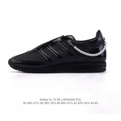 公司级 阿迪达斯Adidas Sl 72 Shoes 经典复古薄底运动鞋T头鞋 亮片鞋面 珍珠吊坠 三叶草复古休闲跑步鞋休闲运动鞋 这款经典运动鞋携复古型格，来