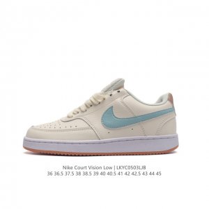 耐克nike Court Vision Low 校园风低帮复古篮球板鞋男女运动鞋，延续80年代复古篮球鞋，添加学院风细节。皮革鞋面，利落风格，重现复古篮球风范。