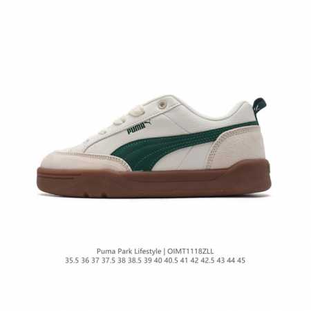 Puma 彪马 男女运动板鞋，原楦原纸版开发版型，采用环保皮革组合鞋面材质，外置耐磨橡胶大底蕾哈娜同系面包鞋太好看了！彪马puma Park Lifestyle - 点击图像关闭